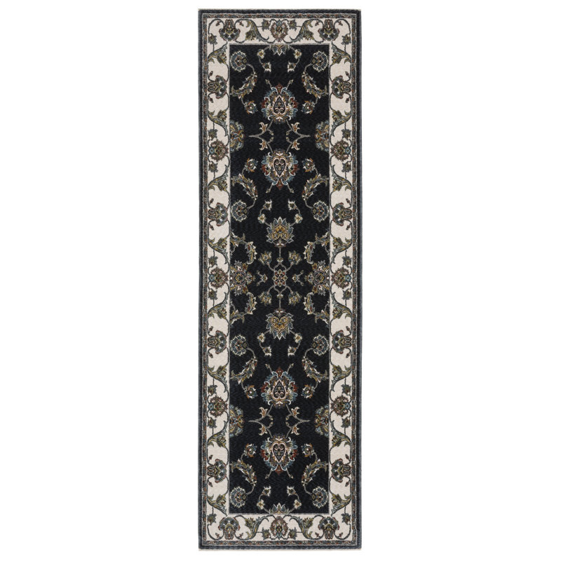 Tapis bleu marine / ivoire Sorusch, Tapis de couloir 2 pi 3 po x 7 pi 6 po