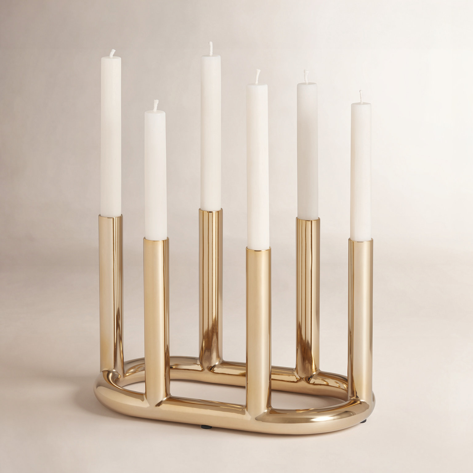 Rad Stainless Steel Tabletop Candelabra, Brass