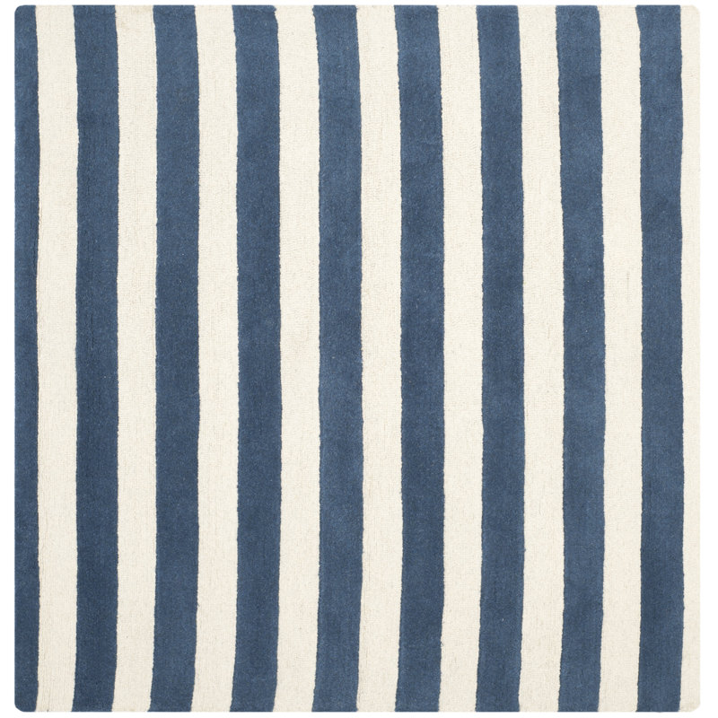 Erol Hand Tufted Wool Striped Rug, Square 6'