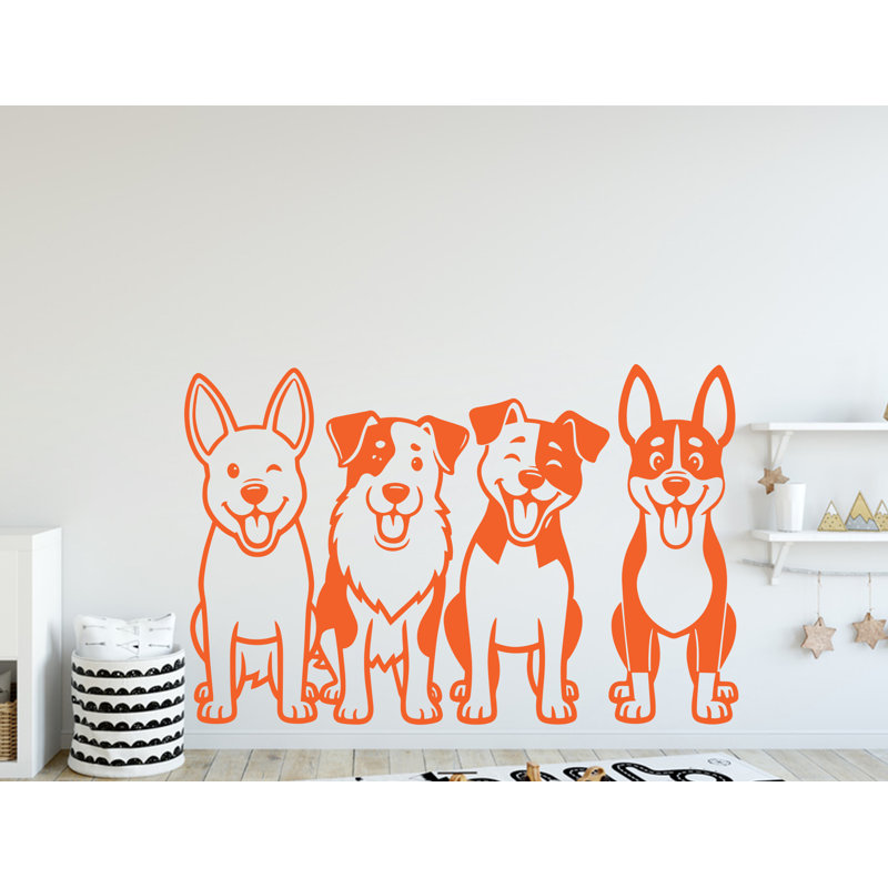 Adhésif décoratif chien amusant, dessin de chien, art mural, autocollant, amoureux des chiens, salle de bain, autocollants, vinyle, 350DRE