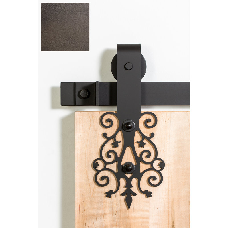Ensemble de quincaillerie pour porte de grange simple standard Wrought Premium, 72 po, Bronze peint
