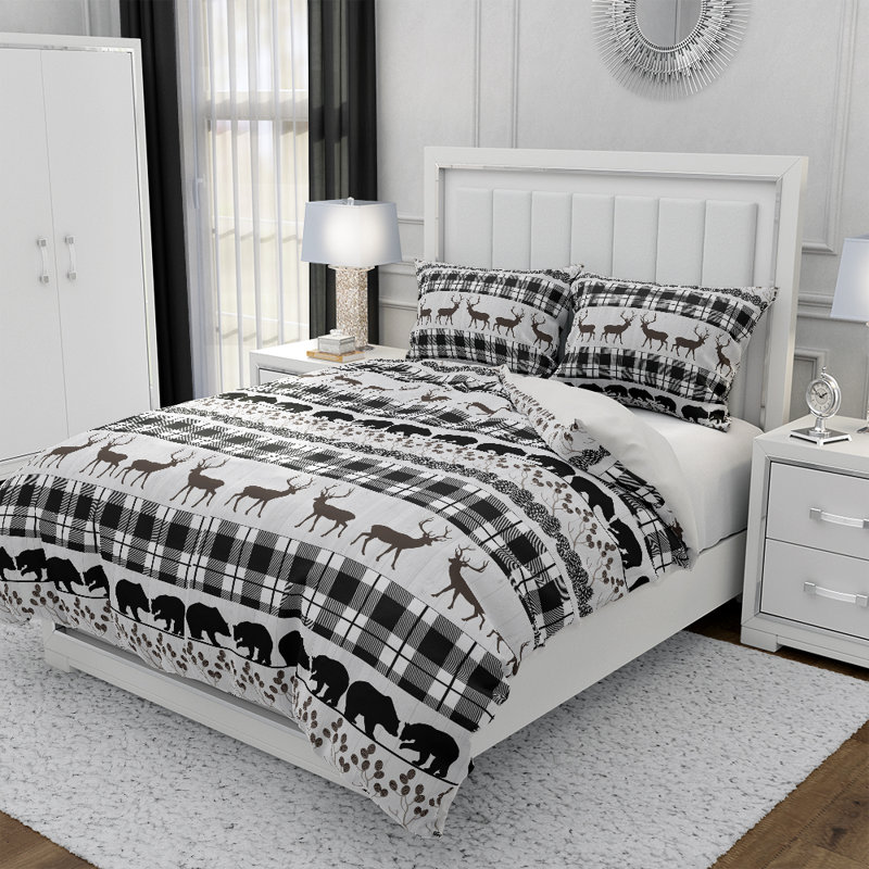 Housse de couette et taies décoratives Bears, Bucks, Plaid, Housse de couette très grand + 2 taies décorativ
