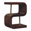 Table de chevet en bois massif en laiton massif S-Curve, 2 rangements ouverts, brun foncé
