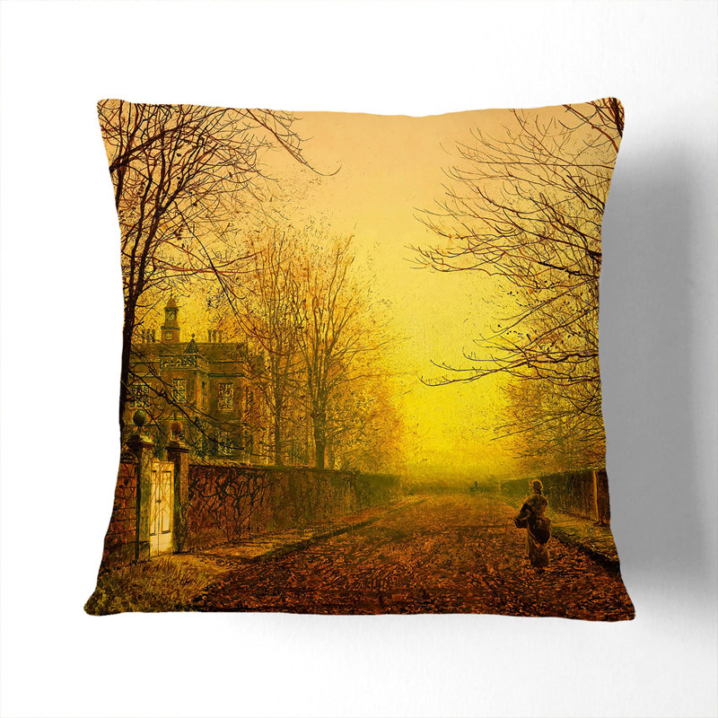 Golden Autumn Square Throw Cushion, 40cm H x 40cm W x 15cm D, Black