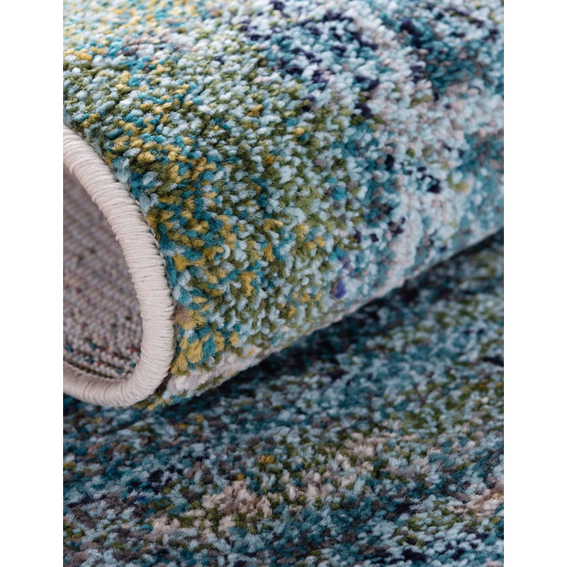Keimar Washable Abstract Indoor Rug, Round 5'
