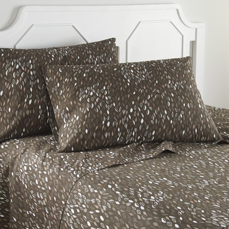 Vilano Choice Floral Microfiber Sheet Set, King, Brown