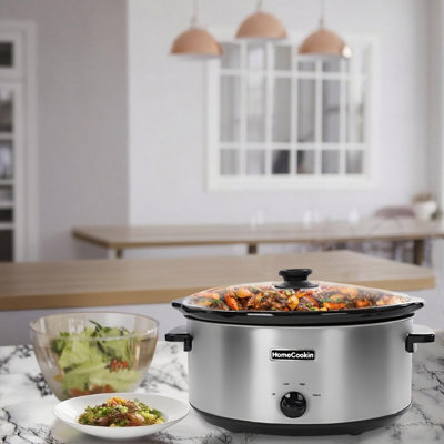 HomeCookin Slow Cooker Oval Manual Pot 6QT Stainless steel