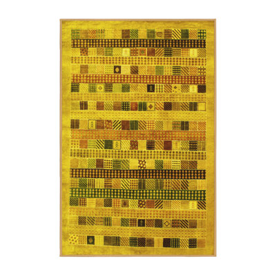 Tapis contemporains jaunes lavables à la machine 597