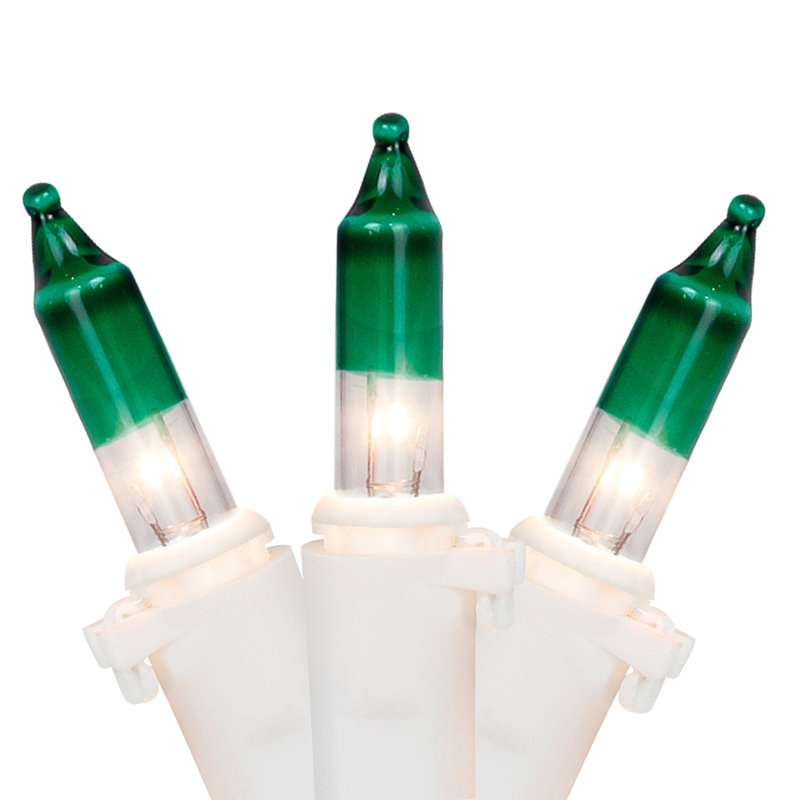 Mini Christmas Light Set - Green Wire, Clear/Green/white, 258"