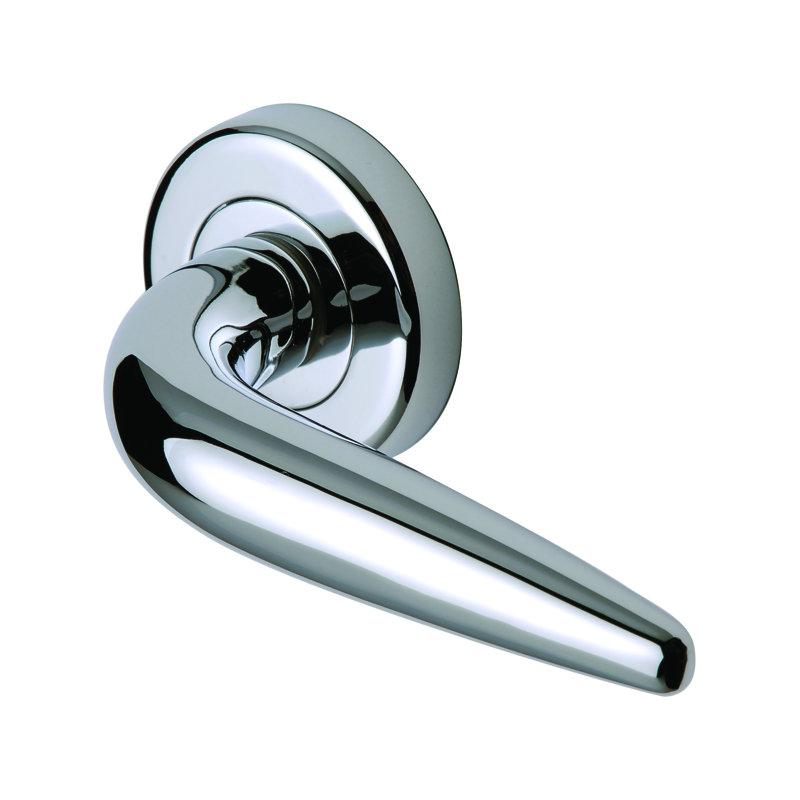 Heritage Brass Sorrento Door Handle Lever Latch on Round Rose Goccia Design, Polished Chrome
