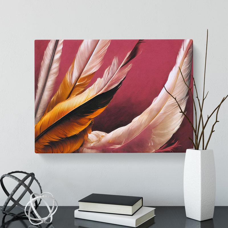 Bright Bird Feathers - Wrapped Canvas, 35cm H x 50cm W x 3cm D