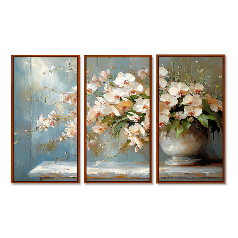 Harmony orchidées fleurs II - art mural orchidée - ensemble de 3, H 28 po x l 36 po, Impression encadrée sans passe-partout