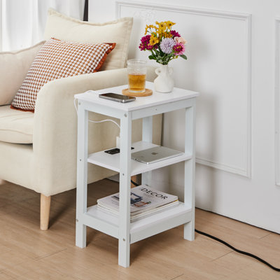 Morant Litwin End Table With Charging Station USB Storage End Table Sofa Table For Living Room Bedroom