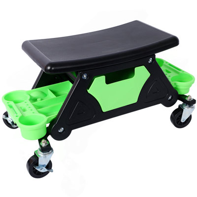 Mechanic Stool 300 LBS Capacity Garage Stool Gift For Men, Heavy Duty Rolling Mechanics Seat, With Three Slide Out Tool Trays And Drawer, Tools For Automotive Auto Repair
