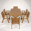 Ensemble de salle à manger d'extérieur en bois d'acacia 7 pièces avec table extensible et chaises rembourrées, parfait pour les rassemblements de patio et de jardin