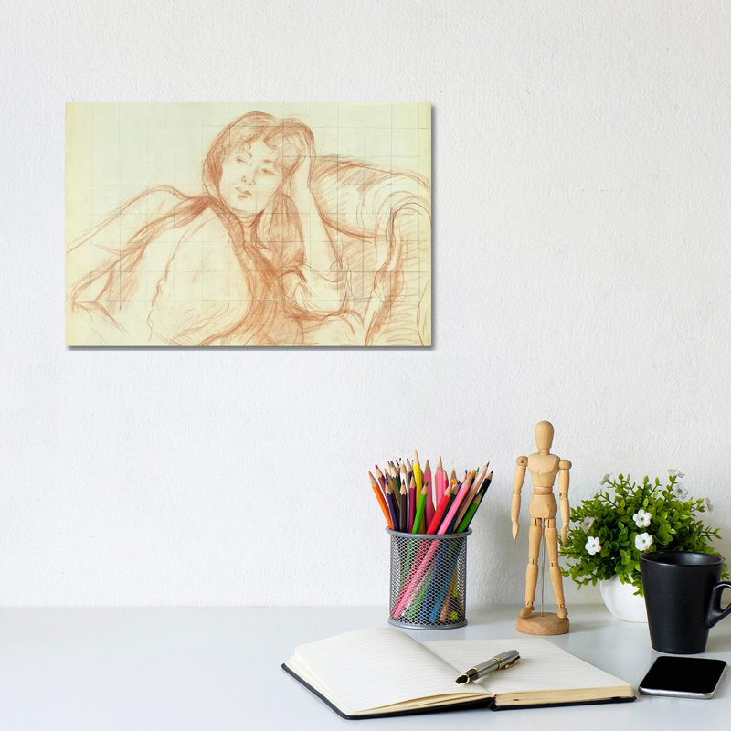 Young Girl Leaning On Her Elbow, 1887 by Berthe Morisot - Wrapped Canvas Print, 20.32cm H x 30.48cm W x 1.91cm D