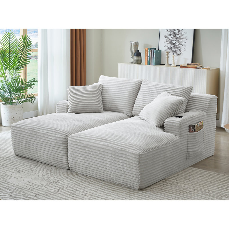 Méridienne double Corduroy, Gris clair