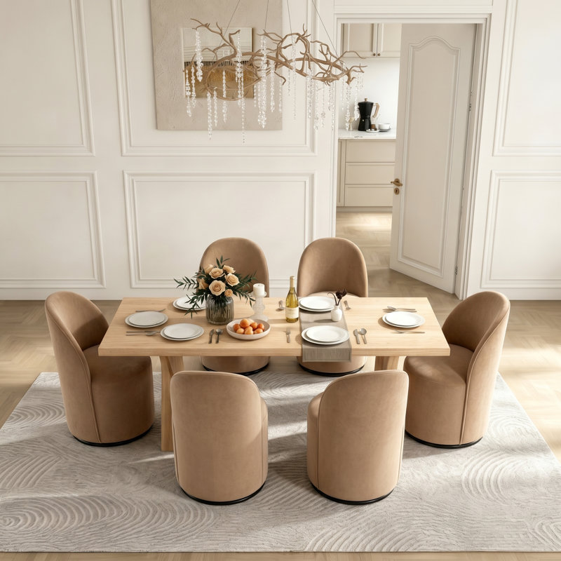 Chaise de baril en velours, Brun, 6