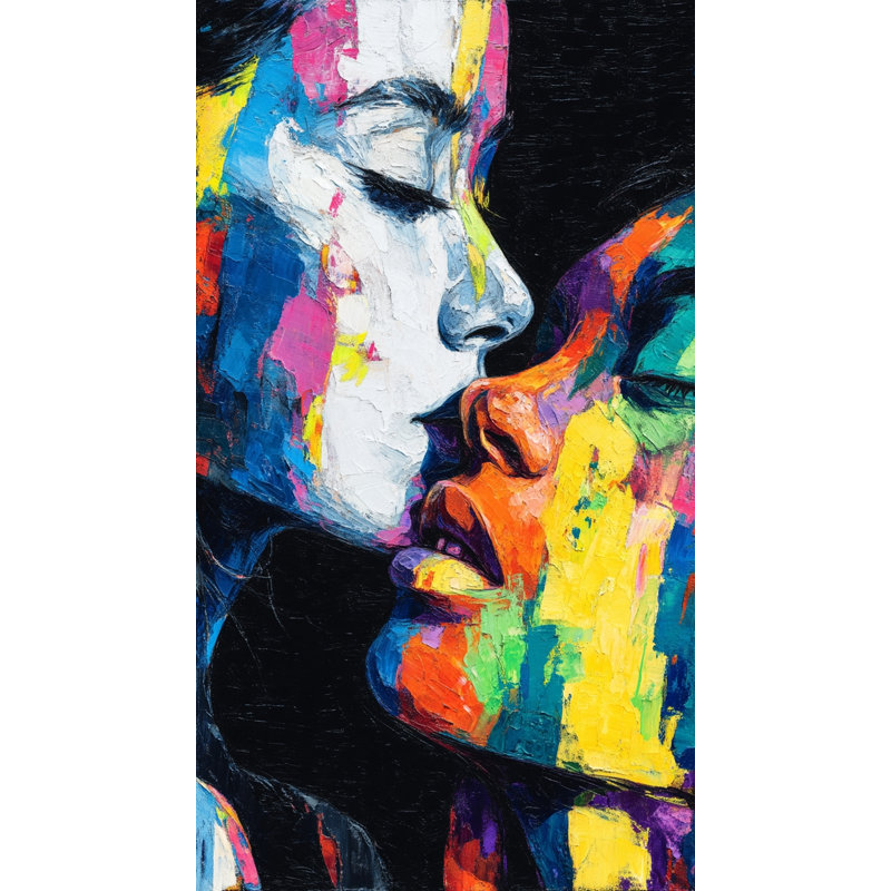 «Neon Embrace», art mural sur toile tendue, L 36 po x H 48 po x P 1,5 po