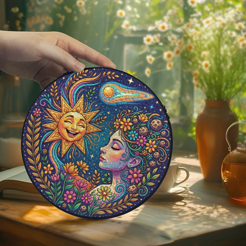Vitrail Boho Sun Lady Mandala, 9,8 x 9,8 po (25 x 25 cm)