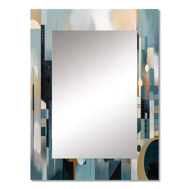 Transcending Reality III - Landscapes Mirror, Blue Decorative Wall Mirror, Printed Metal Art, 32" x 24"