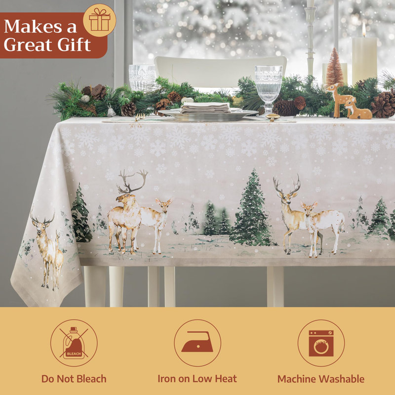 Maison d'Hermine Deer In The Woods 100% Cotton Tablecloth - 70" x 90"