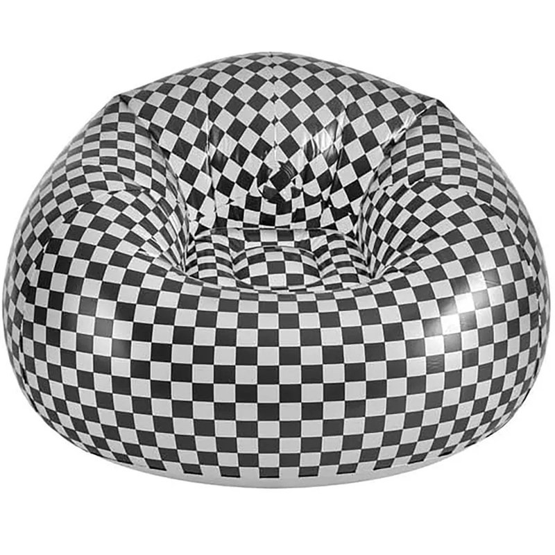  Retro Checkered Design Inflatable Chair, Black