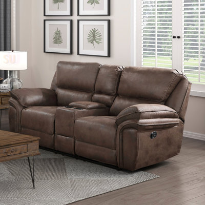 Plush Modern Design Reclining Loveseat With Microfiber Upholstery And Solid Wood Frame For Comfortable Seating