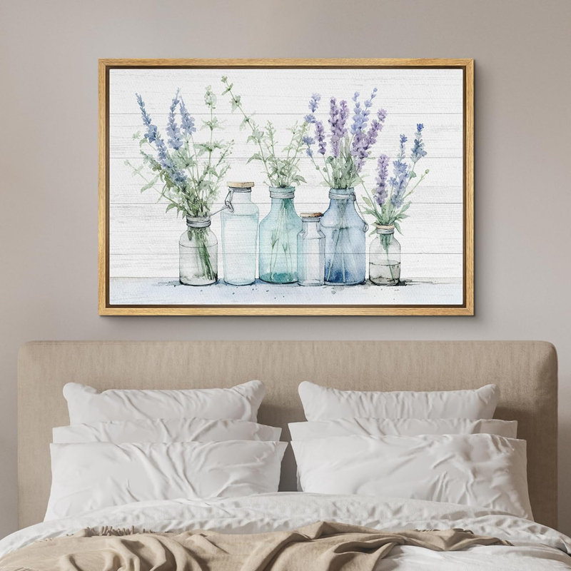 Reproduction botanique moderne sur toile, H 24 po x l 36 po x P 1,5 po, Cadre naturel flottant