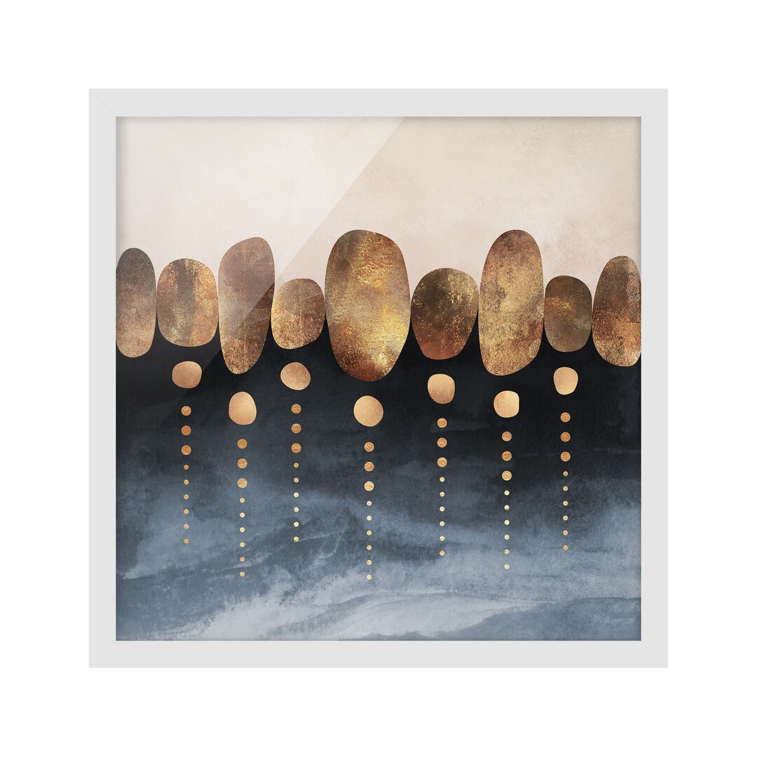 Gerahmtes Poster Abstract Golden Stones