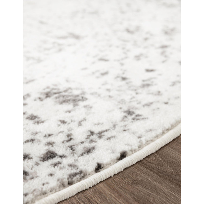 Tapis à motifs floraux Brandt, Non, Grey, Rond 7 pi 1 po