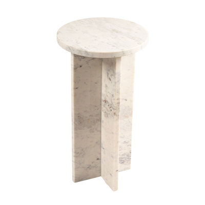 Table d'appoint ronde Martini avec base en croix emboîtable, blanc