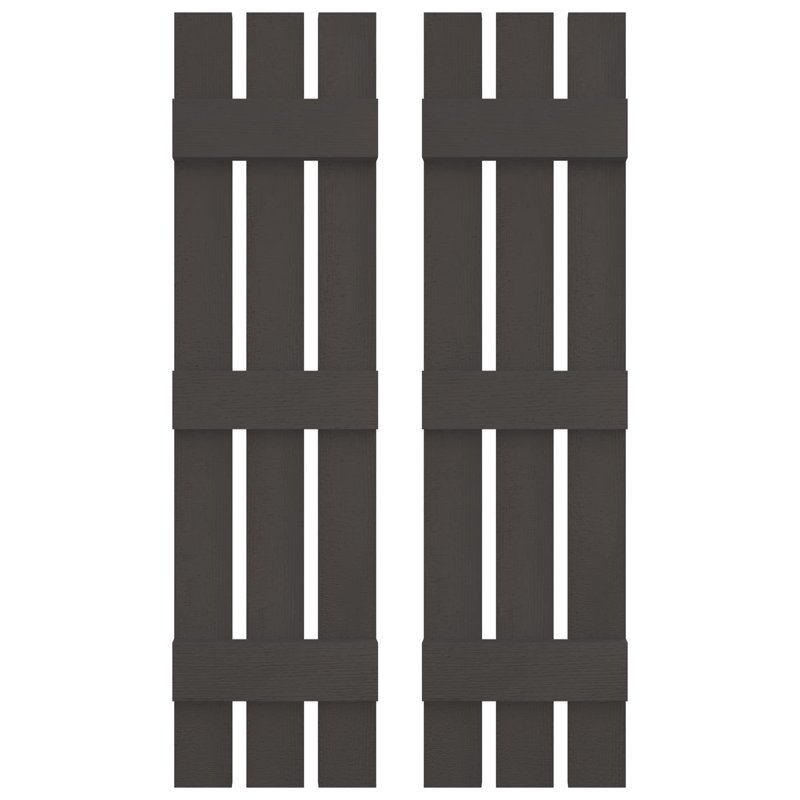 Builders Edge, paire de volets personnalisés à trois planches espacées, planche-n-lattes, Gris tuxedo, 56 po