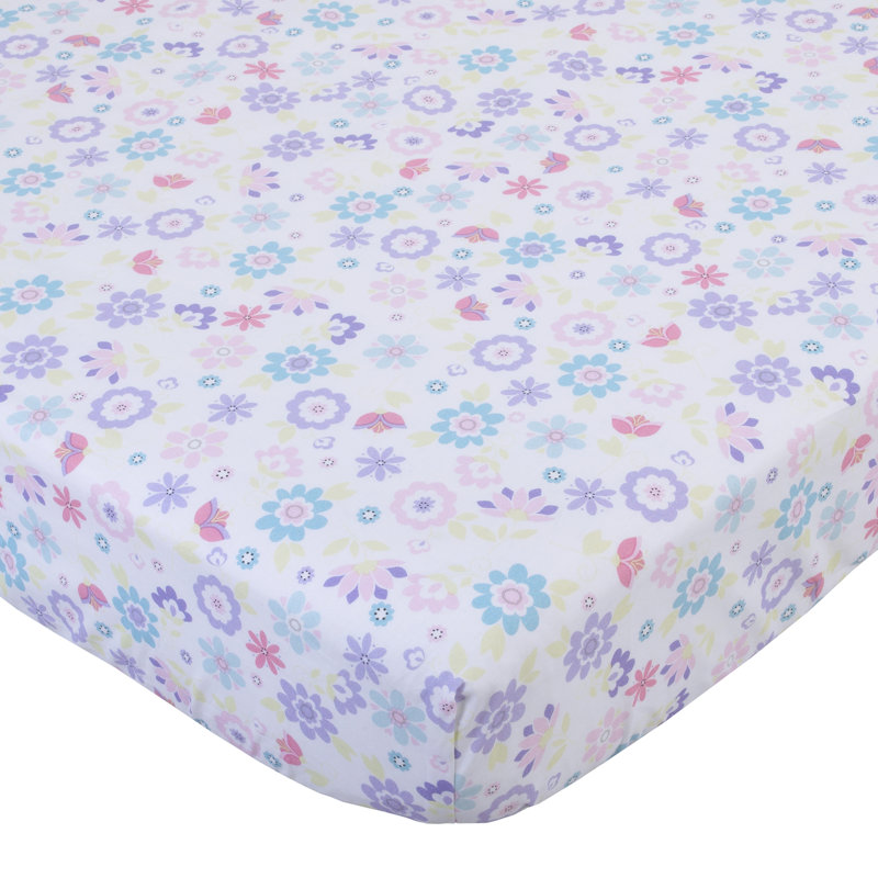 Drap housse de lit 100% coton fleuri