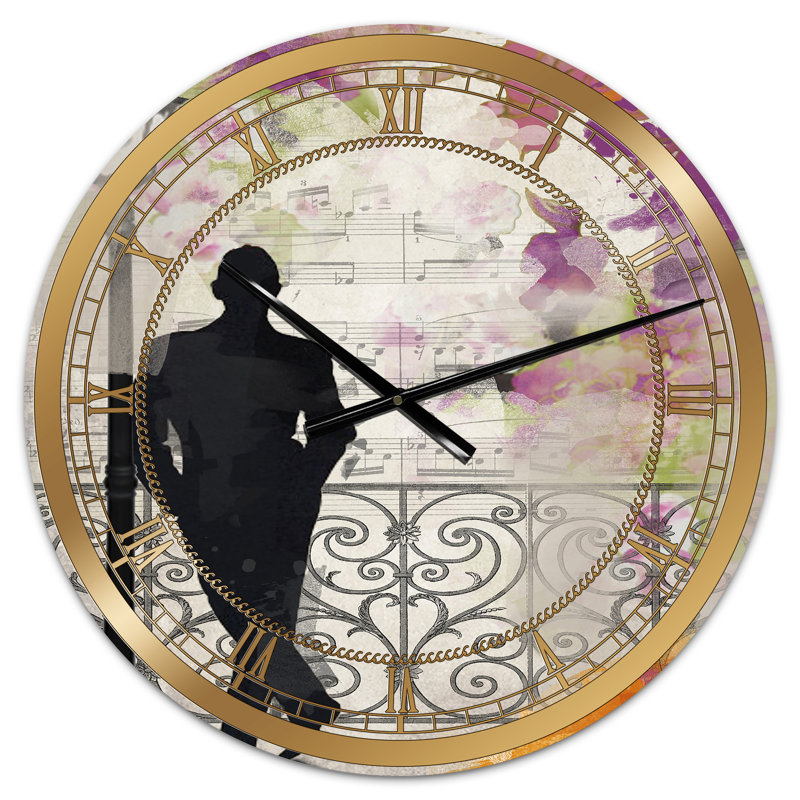 «Waiting In Paris» - Horloge murale traditionnelle surdimensionnée, Petit