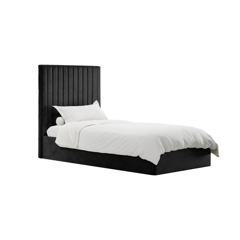 Hucksley Tall Upholstered Bed Frame, Black, Single (3')