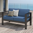 Arnhildur Braidan 53" Wide Aluminum Outdoor Loveseat with Cushions