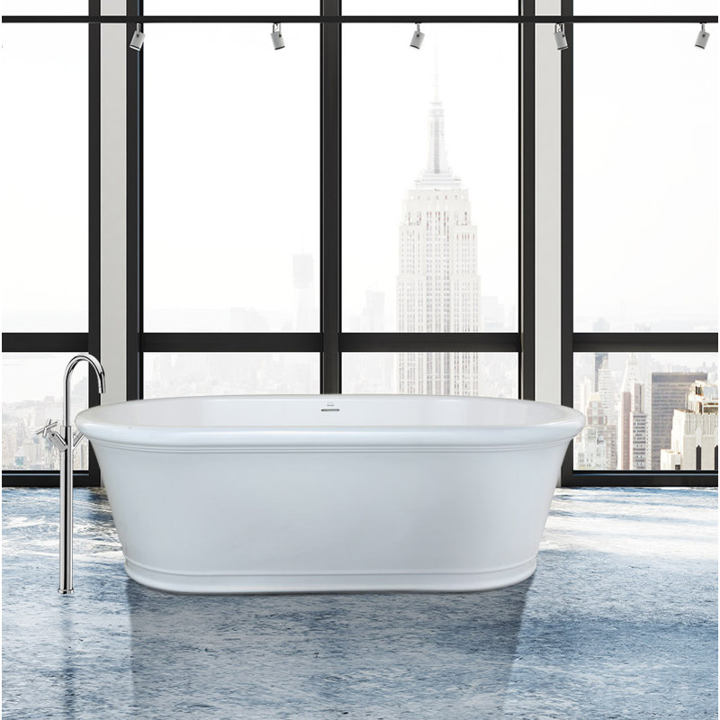 Tribeca 68'' x 35'' Freestanding Soaking Solid Surface Bathtub, Matte White