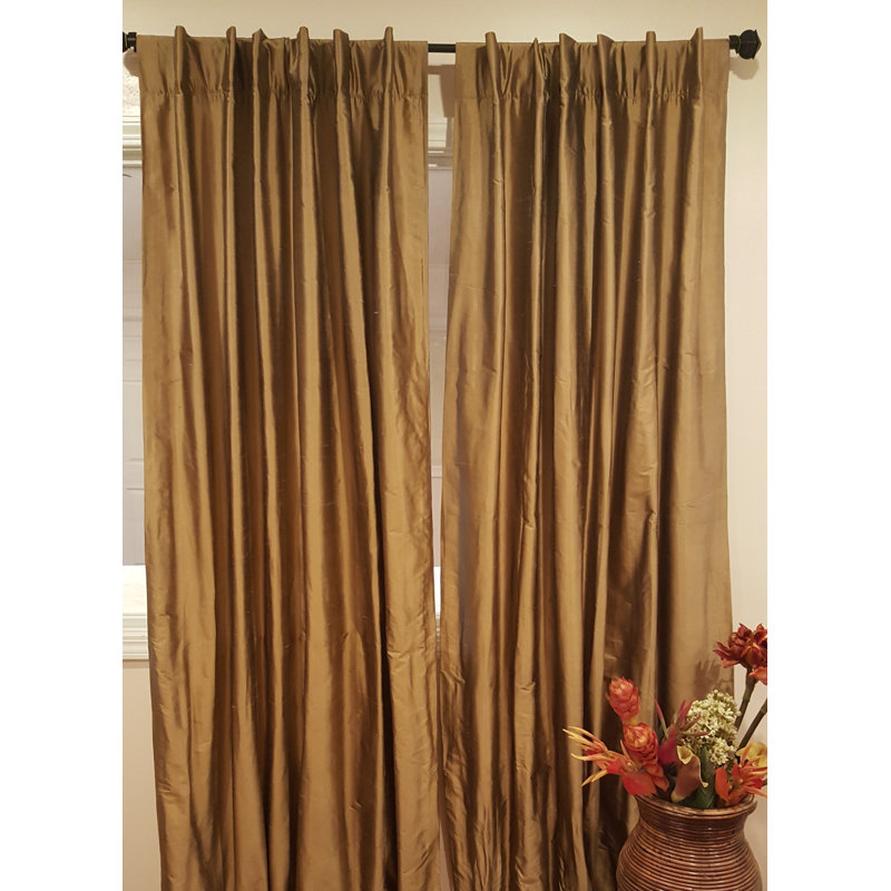 Silk Room Darkening Single Curtain Panel, 50" W x 108" L, Bronze