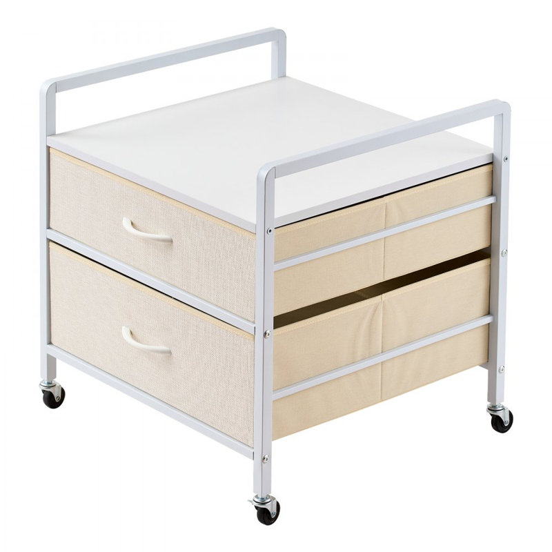 Mini-réfrigérateur avec rangement Mini-table de réfrigérateur à 2 tiroirs de 176 lb, Blanc