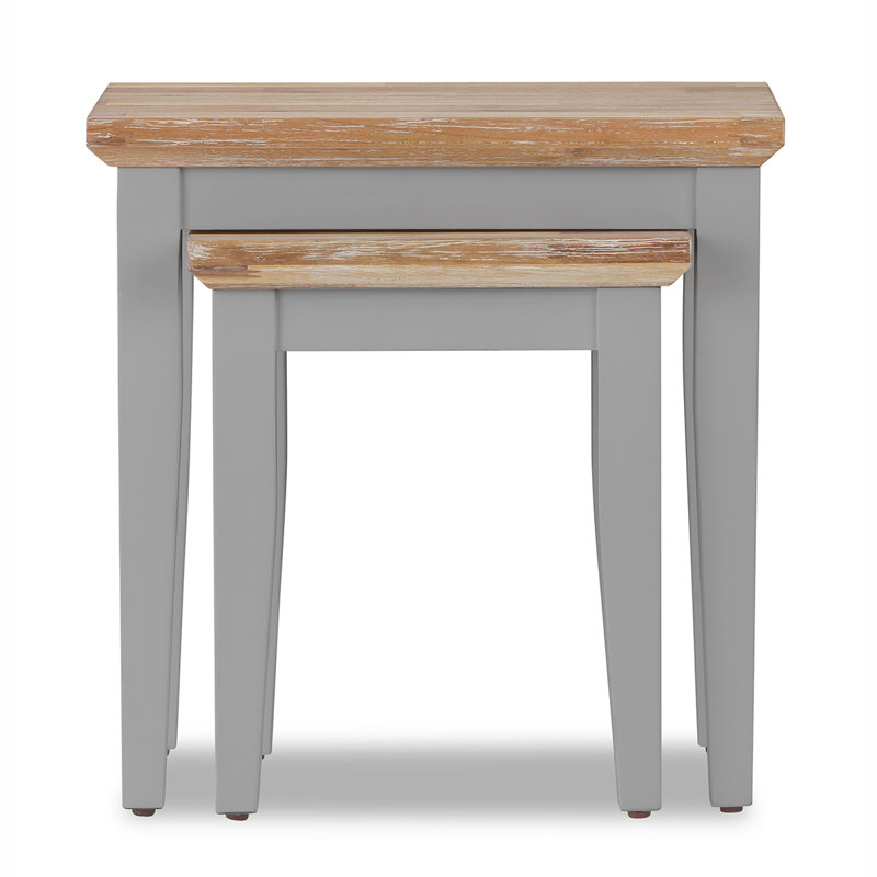 Doria Solid Wood Nesting Tables, Dove Grey