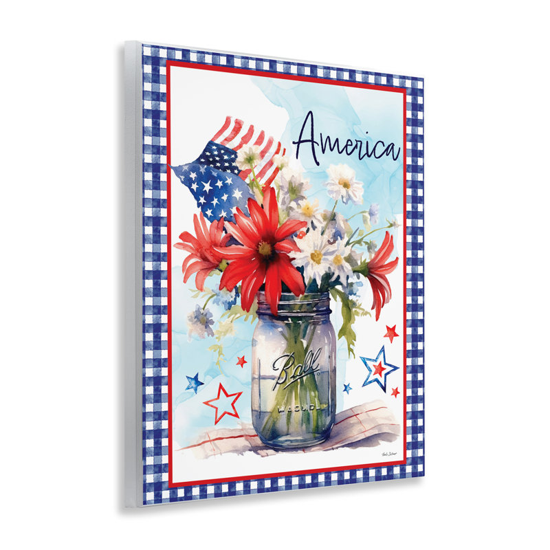 Plaque murale "America America Bouquet with Flag", conception par Nicole DeCamp