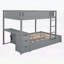 Lit superposé double / double avec lit gigogne simple, rangement et bureau gris, parfait pour un usage peu encombrant et multifonctionnel-712803233