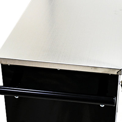 Black+Blue Tool Cart With Stainless Steel Countertop And Handle Multi Lock 28.94 Inch Package Height