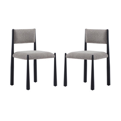 Lennor Mid-Century Modern Boucle Upholstered Metal Dining Side Chair in Mushroom