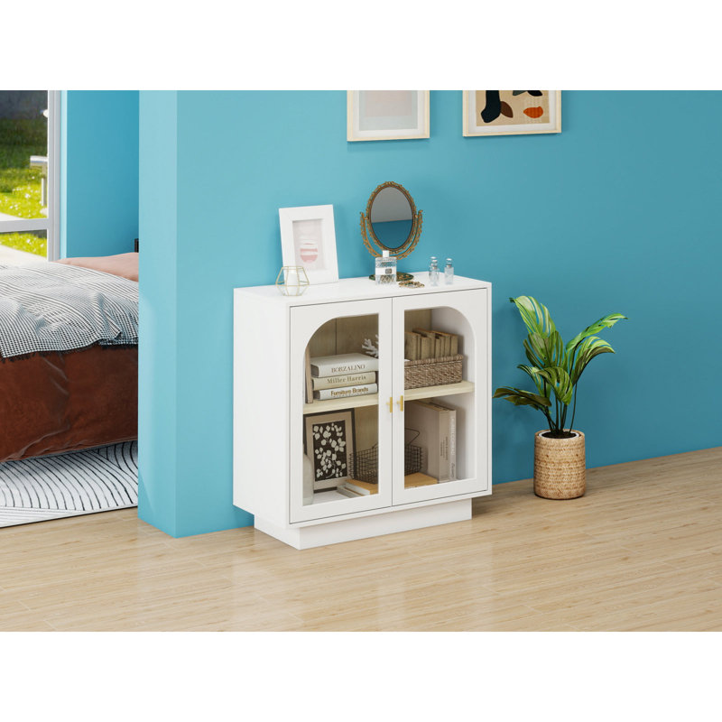 Armoire de rangement avec 2 portes en acrylique, Blanc