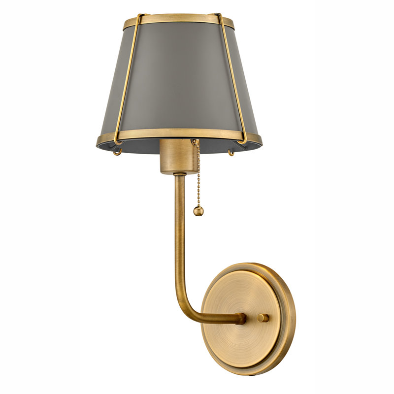 Clarke One Light Medium Wall Sconce with On/Off Pull Chain, Lacquered Dark Brass