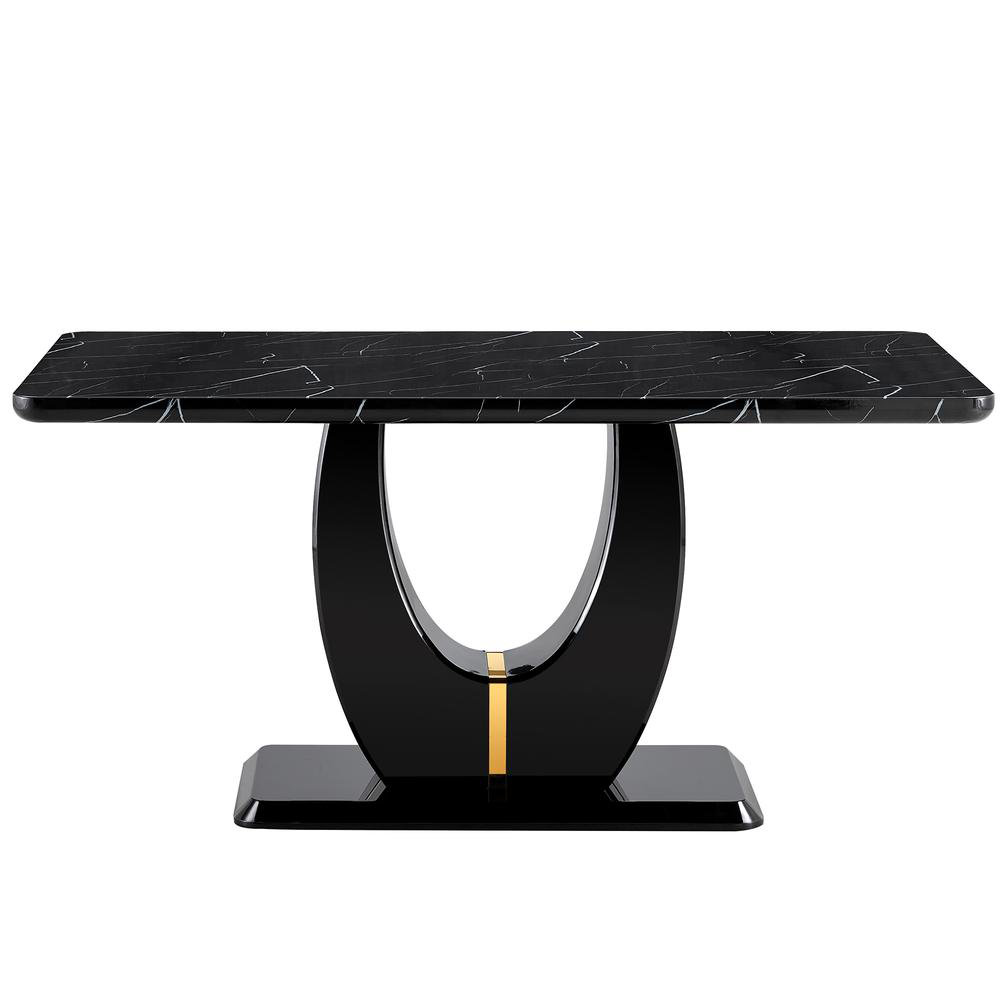 Mercer41 Modern Rectangular Imitation Marble Grain MDF Dining Table ...