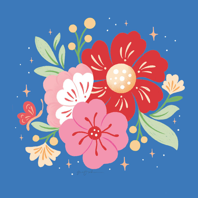 Bouquet de fleurs I Bright, H 36 po x l 36 po