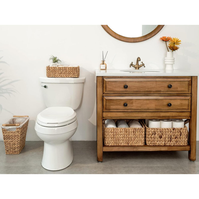 Water Hyacinth Storage Baskets, Square Wicker Baskets With Built-In Handles, Hand-Woven Baskets For Bedroom, Bathroom, Pantry, Shelves, Set Of 3 (1PC Large, 2PCS Medium)